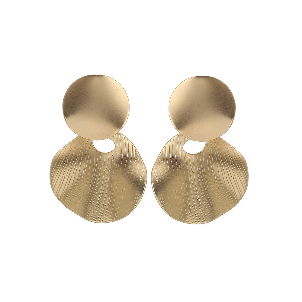 Geometric Round Drop Earrings Stainless Steel Gold Silver Tone Women