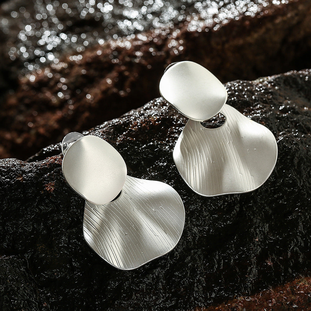 Geometric Round Drop Earrings Stainless Steel Gold Silver Tone Women