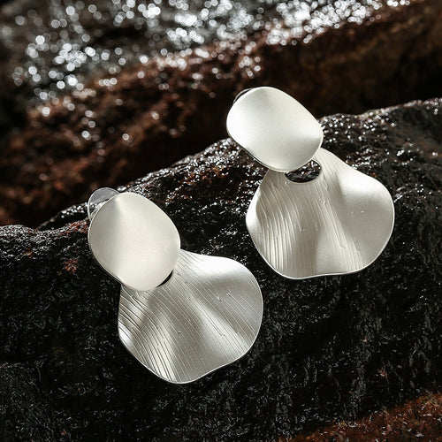 Geometric Round Drop Earrings Stainless Steel Gold Silver Tone Women