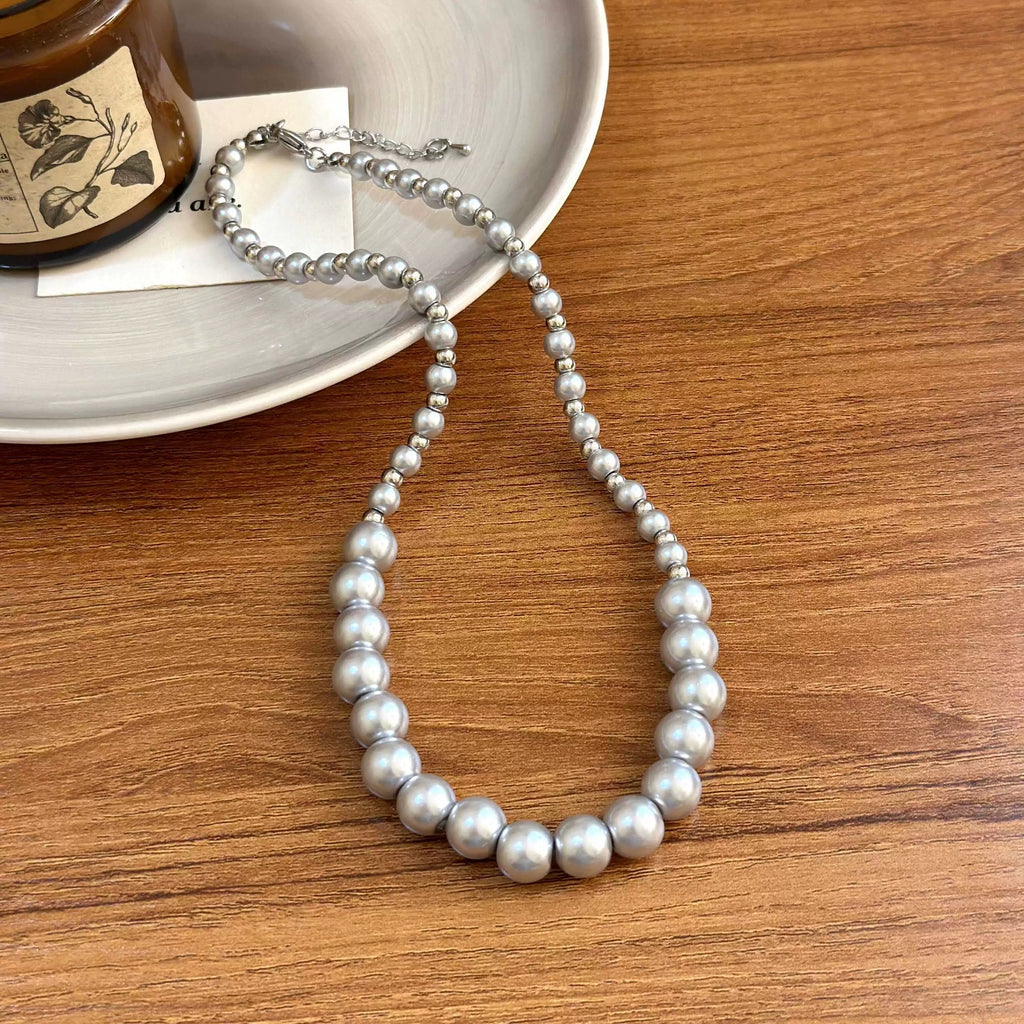 Vintage Punk Collarbone Necklace Alloy Cross Heart Pearl Layered