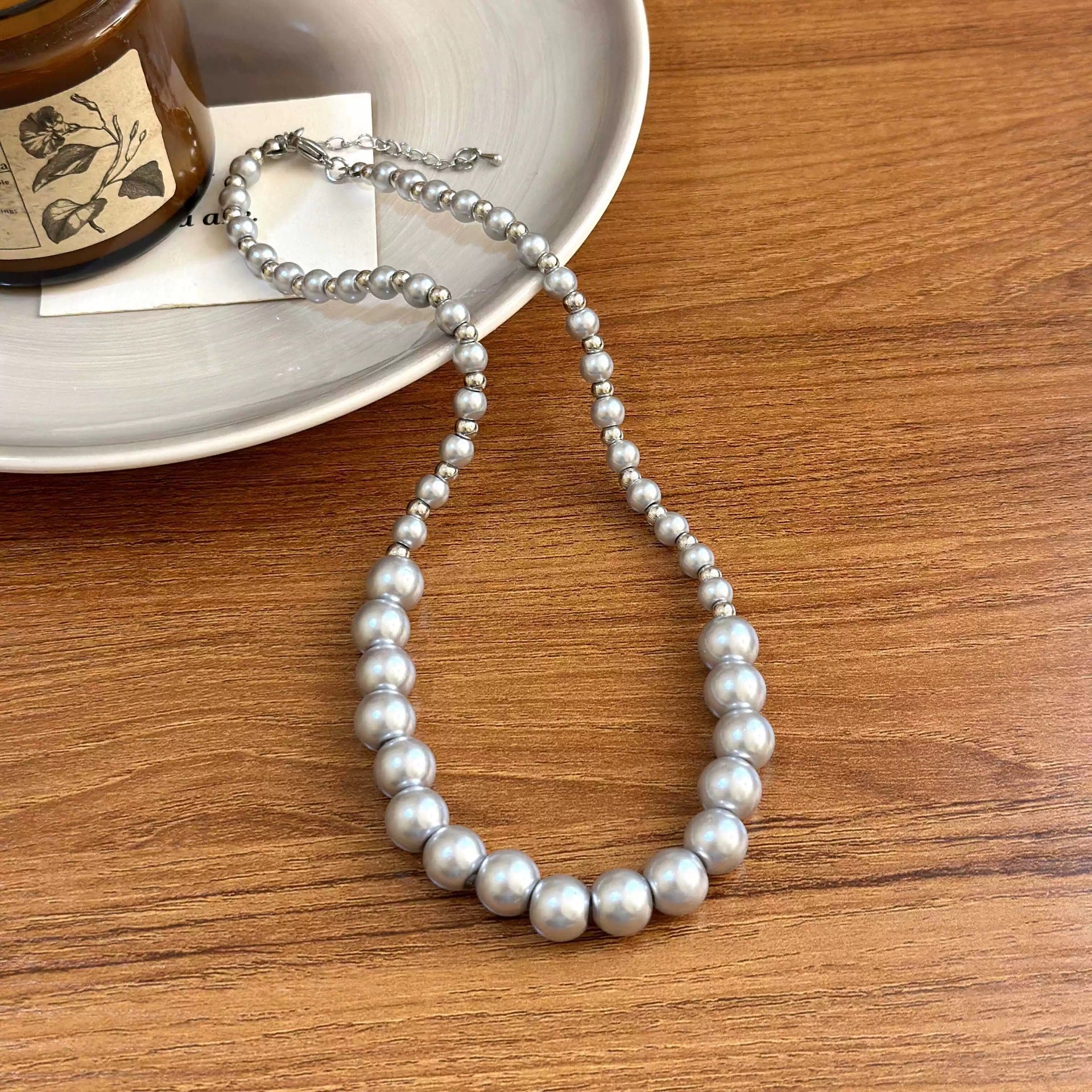 Vintage Punk Collarbone Necklace Alloy Cross Heart Pearl Layered