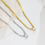Gold Teardrop Zircon Stainless Steel Necklace Snake Chain Pendant