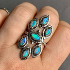 Vintage Geometric Silver-Tone Ring for Women Stainless Steel