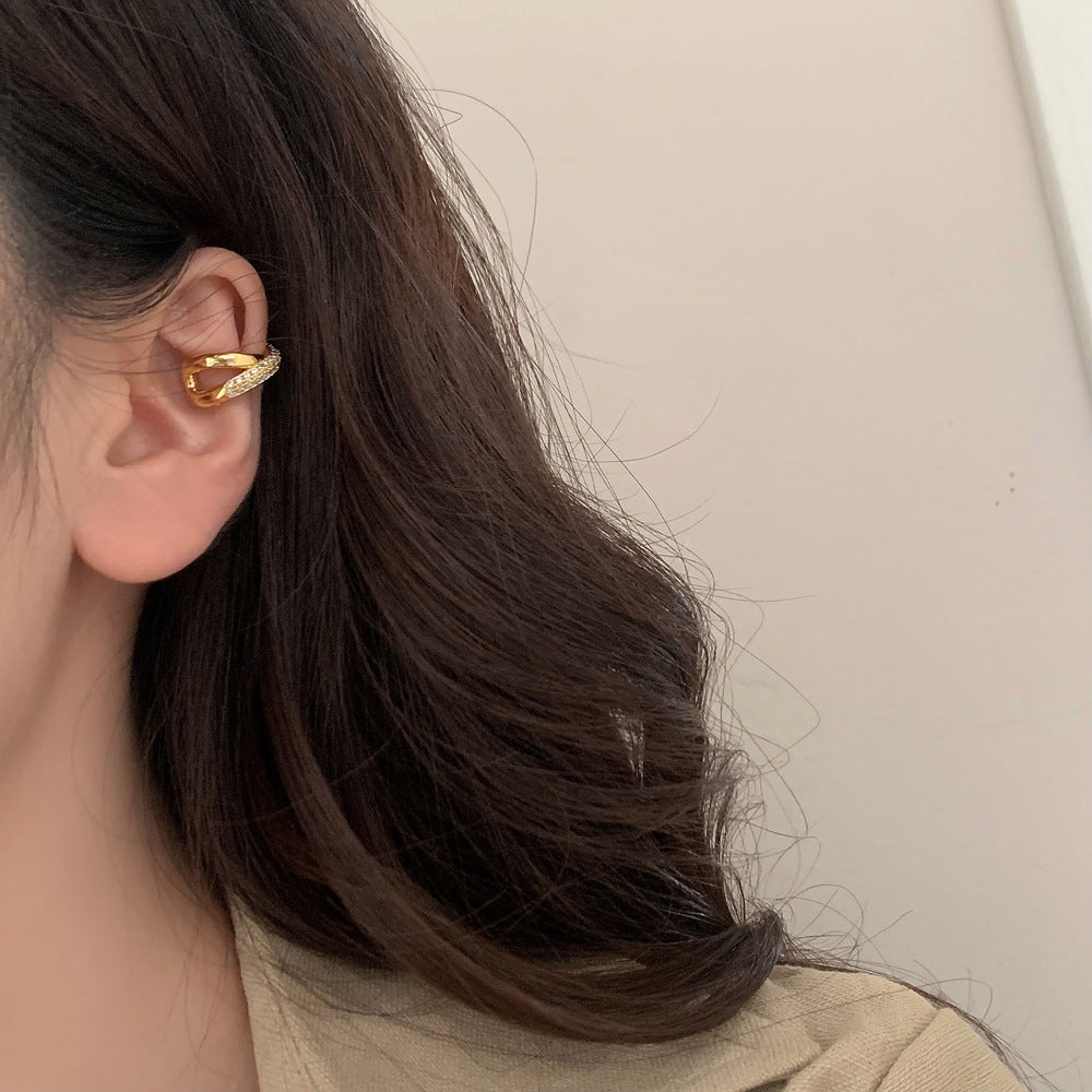 Gold Silver Micro Pave Zircon Geometric Ear Cuff Non-Pierced