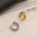 Gold Silver Micro Pave Zircon Geometric Ear Cuff Non-Pierced