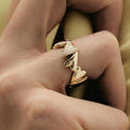 Gold Heart Shape Stainless Steel Zircon Ring for Women