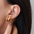Non-Pierced Vintage Clip-On Ear Cuff Gold Silver Tone Geometric