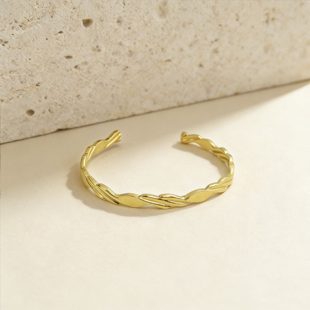 Gold Möbius Open Cuff Bracelet Stainless Steel for Women