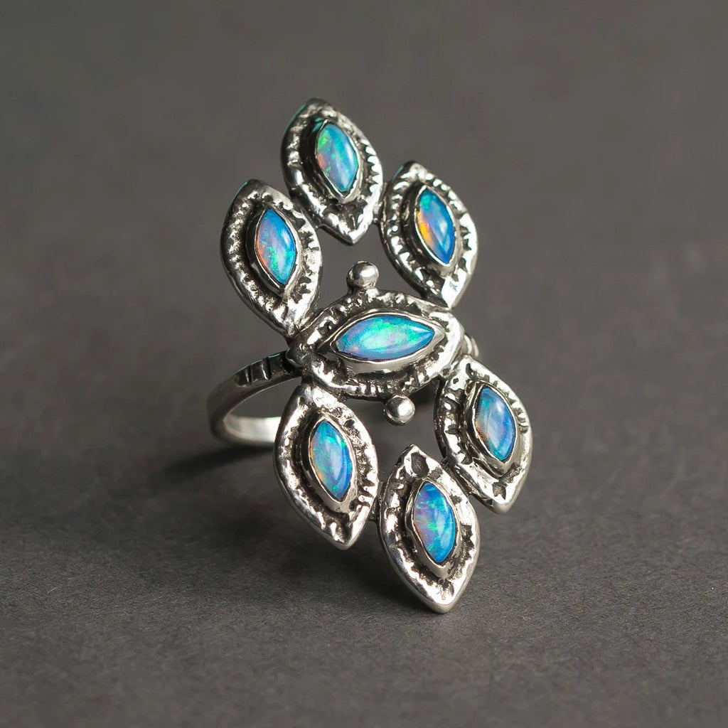 Vintage Geometric Silver-Tone Ring for Women Stainless Steel