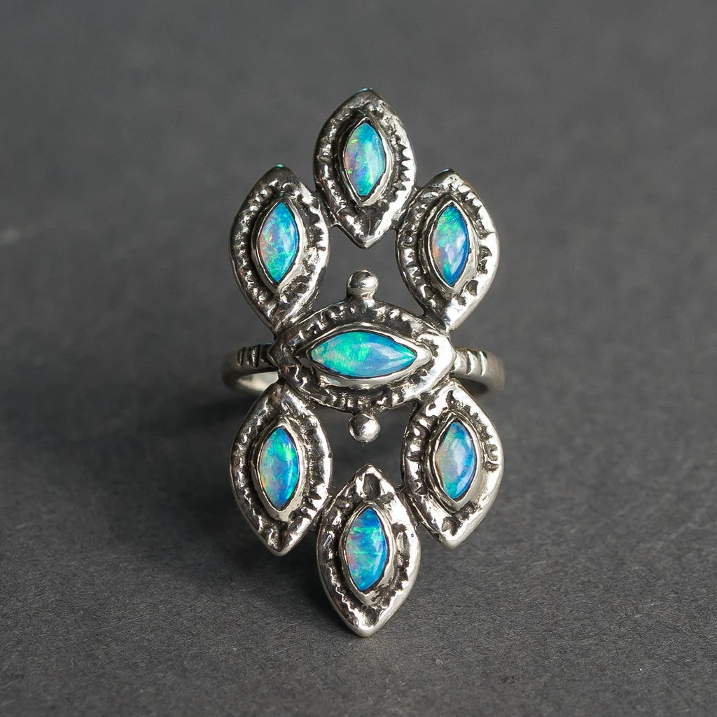 Vintage Geometric Silver-Tone Ring for Women Stainless Steel
