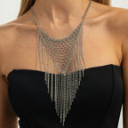 Punk Tassel Statement Necklace Stainless Steel Antique Gold for Women