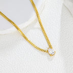 Gold Teardrop Zircon Stainless Steel Necklace Snake Chain Pendant