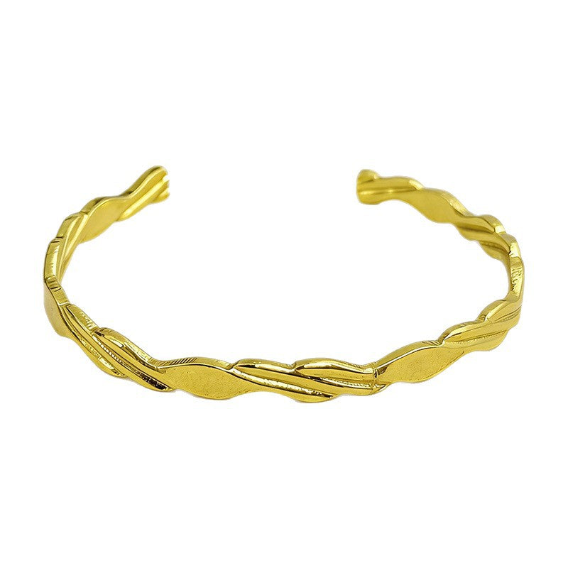 Gold Möbius Open Cuff Bracelet Stainless Steel for Women