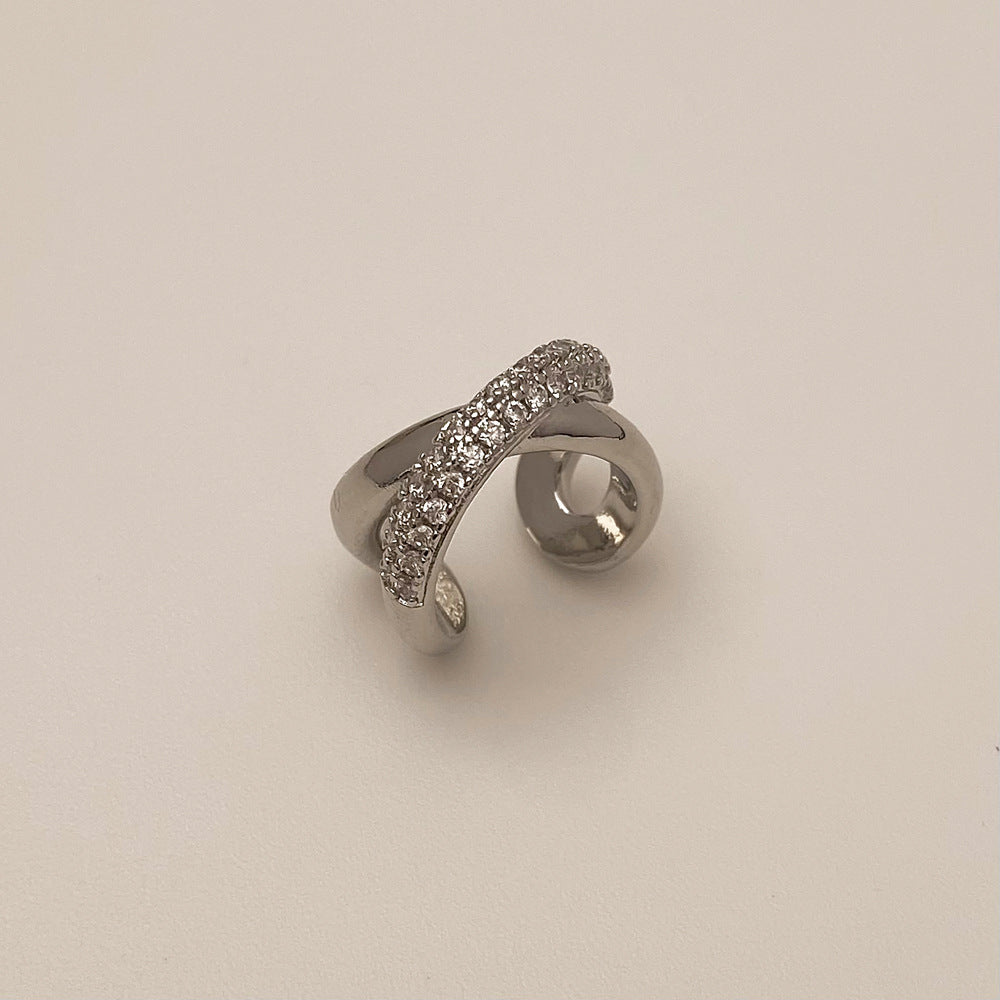 Gold Silver Micro Pave Zircon Geometric Ear Cuff Non-Pierced