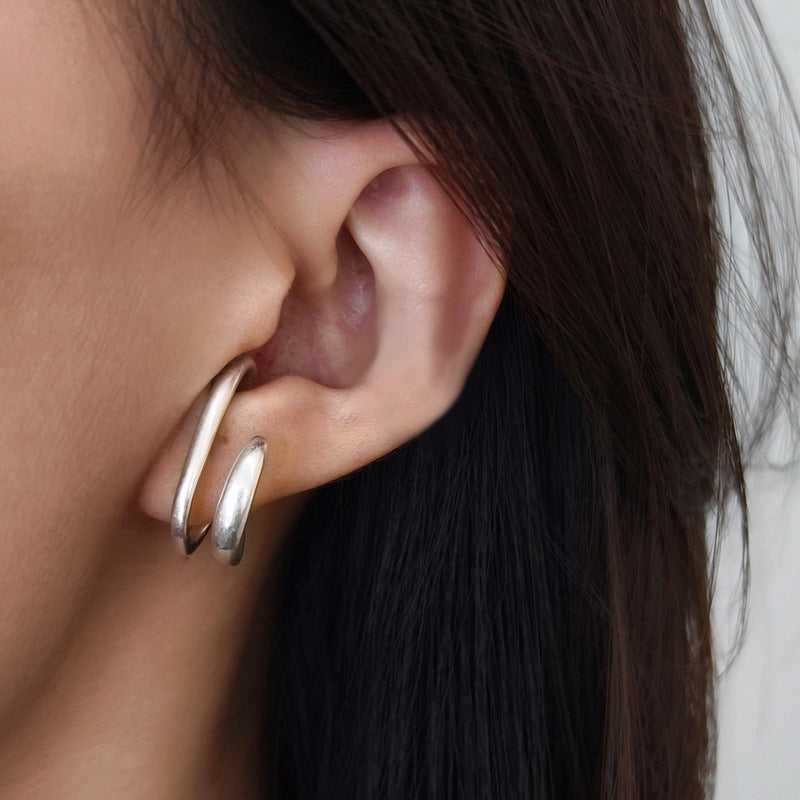 Non-Pierced Vintage Clip-On Ear Cuff Gold Silver Tone Geometric